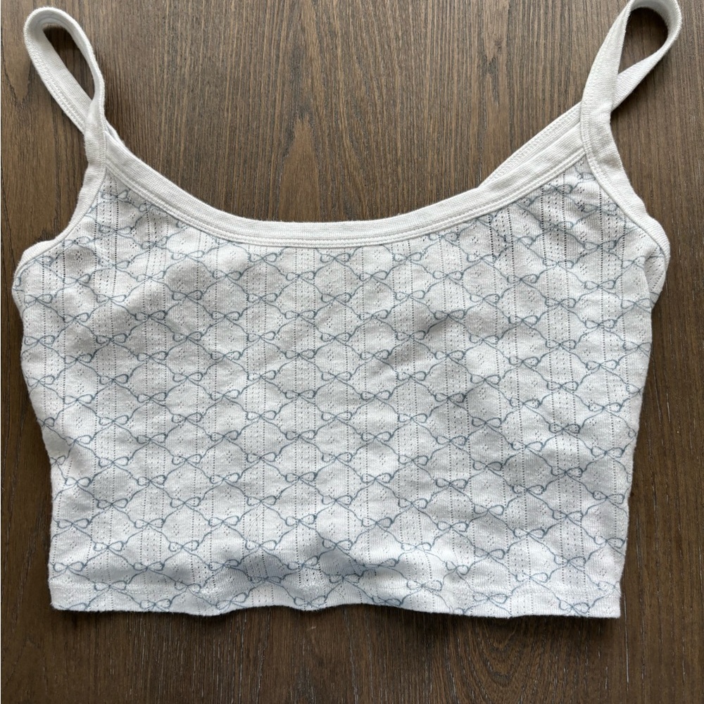 Pacsun white and blue bow tank top